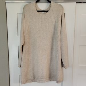 J. Jill Cream Textured Knit Tunic Sweater Size XL